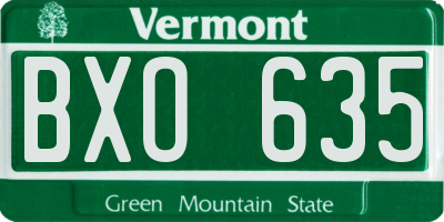 VT license plate BXO635