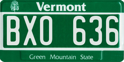VT license plate BXO636
