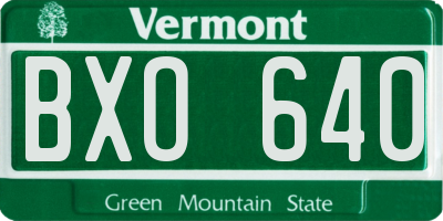 VT license plate BXO640