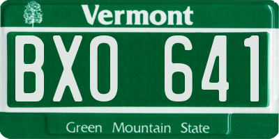 VT license plate BXO641