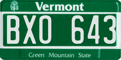 VT license plate BXO643