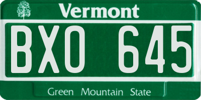 VT license plate BXO645