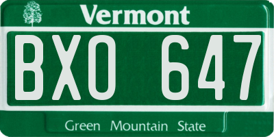 VT license plate BXO647