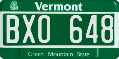 VT license plate BXO648
