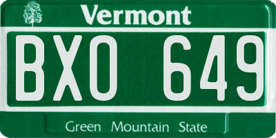 VT license plate BXO649