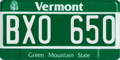 VT license plate BXO650