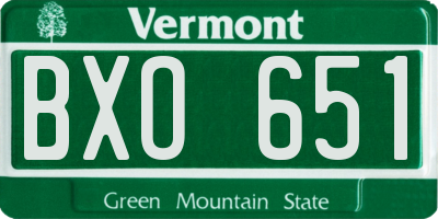 VT license plate BXO651