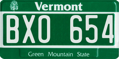 VT license plate BXO654