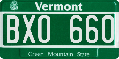 VT license plate BXO660