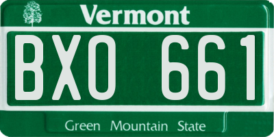 VT license plate BXO661