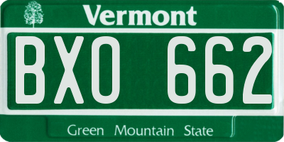 VT license plate BXO662