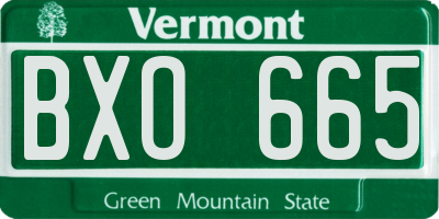 VT license plate BXO665