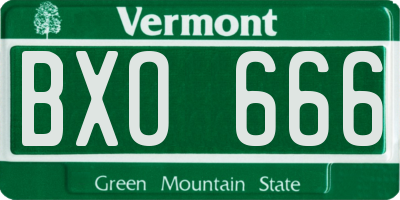 VT license plate BXO666