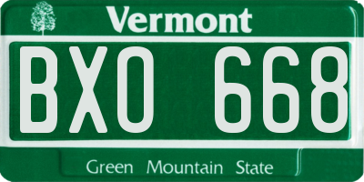 VT license plate BXO668