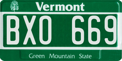 VT license plate BXO669