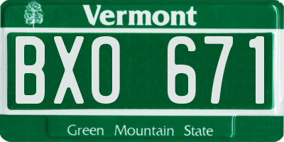 VT license plate BXO671