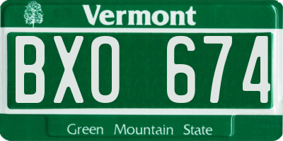 VT license plate BXO674