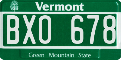 VT license plate BXO678