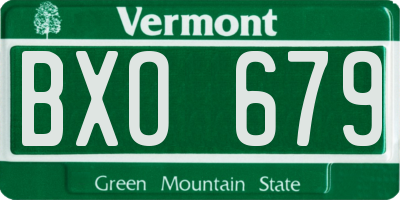 VT license plate BXO679