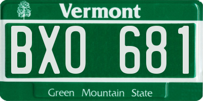 VT license plate BXO681