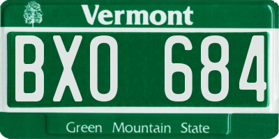 VT license plate BXO684