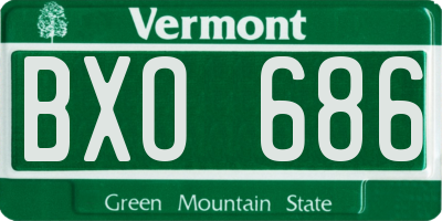 VT license plate BXO686