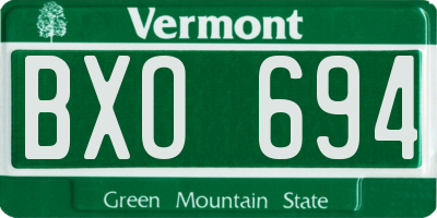 VT license plate BXO694