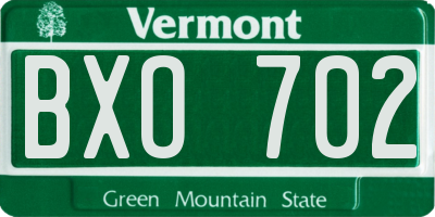 VT license plate BXO702