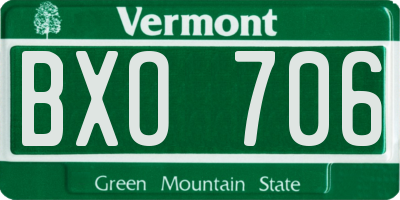 VT license plate BXO706