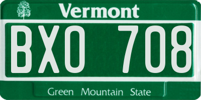 VT license plate BXO708