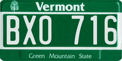 VT license plate BXO716