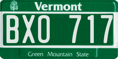 VT license plate BXO717