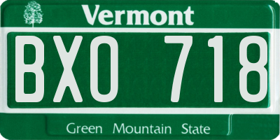 VT license plate BXO718