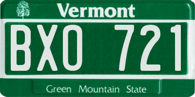 VT license plate BXO721