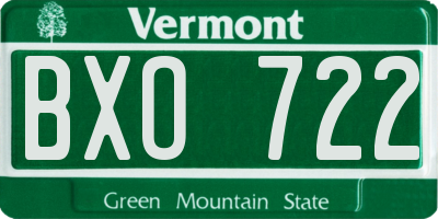 VT license plate BXO722