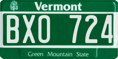 VT license plate BXO724