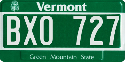 VT license plate BXO727