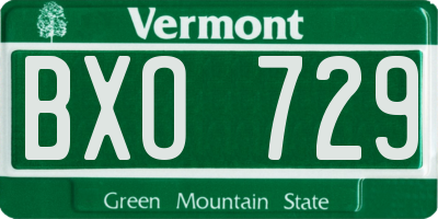 VT license plate BXO729