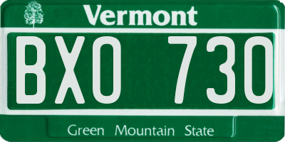 VT license plate BXO730
