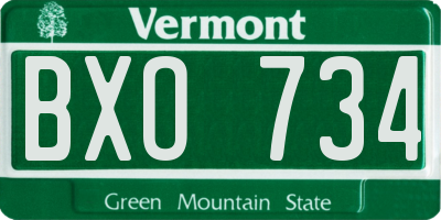 VT license plate BXO734