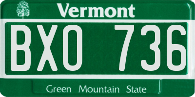 VT license plate BXO736