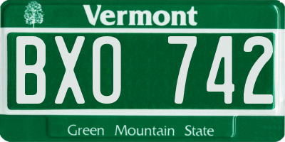 VT license plate BXO742