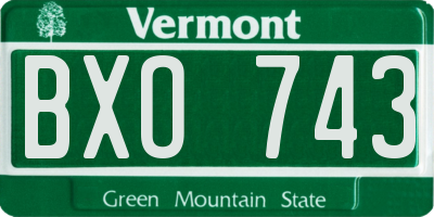 VT license plate BXO743