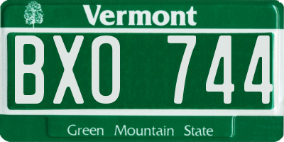 VT license plate BXO744