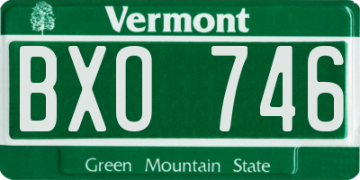VT license plate BXO746