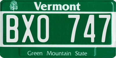 VT license plate BXO747