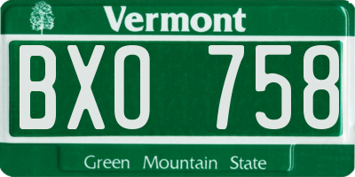 VT license plate BXO758