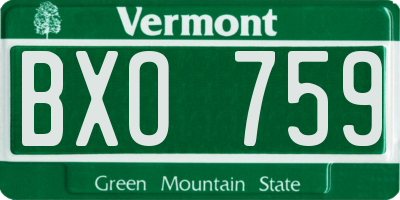 VT license plate BXO759