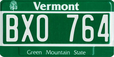 VT license plate BXO764