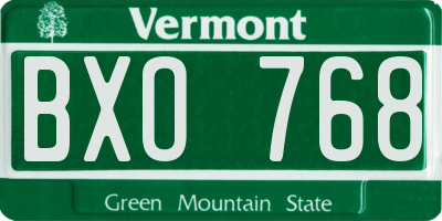 VT license plate BXO768